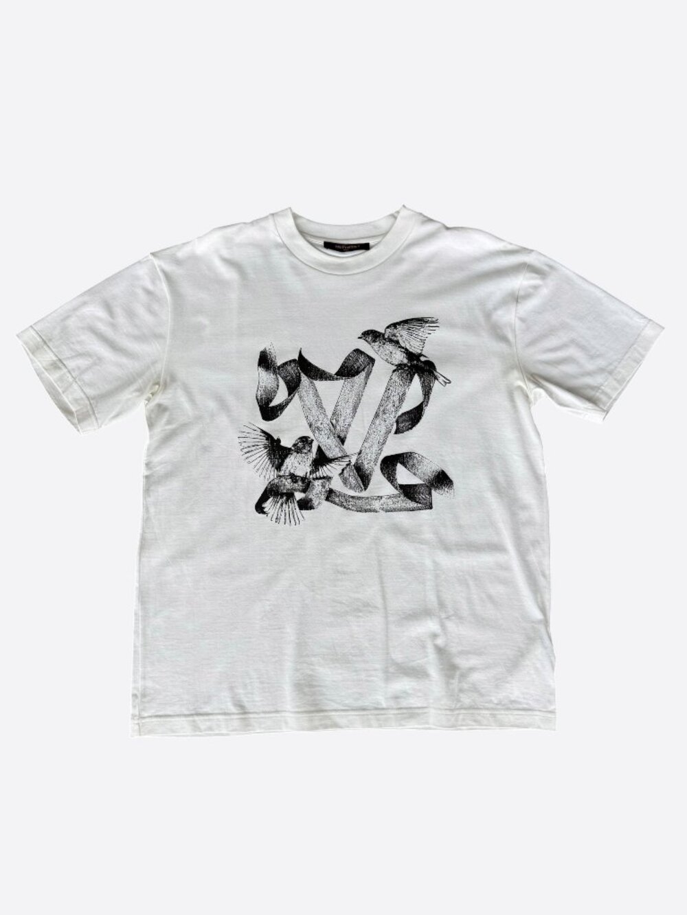 Louis Vuitton White & Black Birds Logo T-Shirt